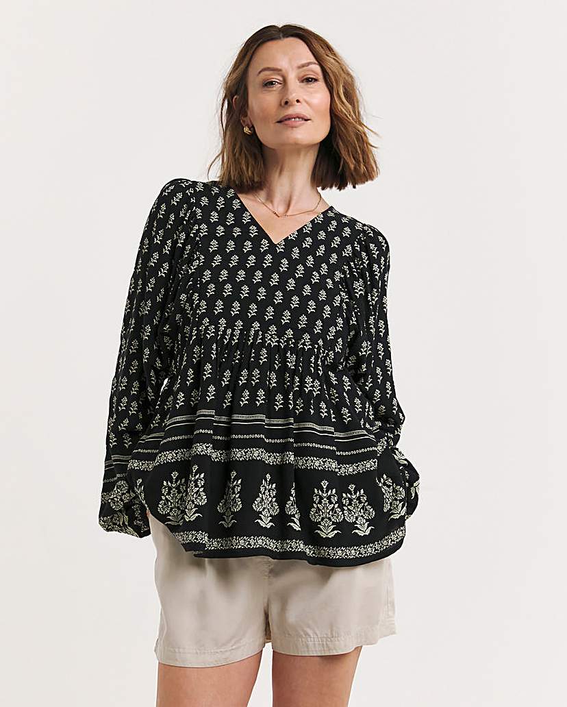 Printed Batwing Smock Top