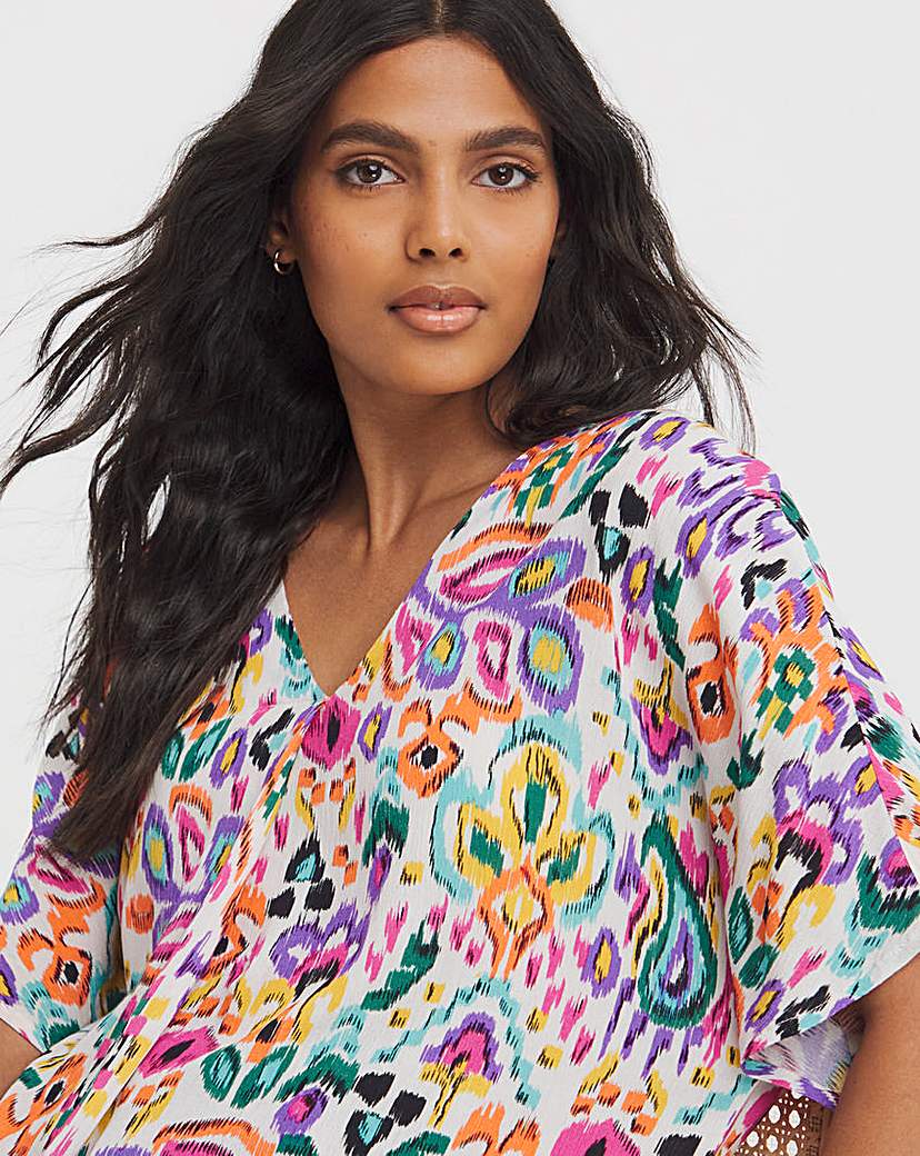 Printed Crinkle Tunic Top