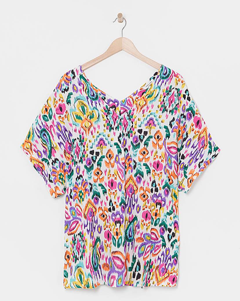 Printed Crinkle Tunic Top