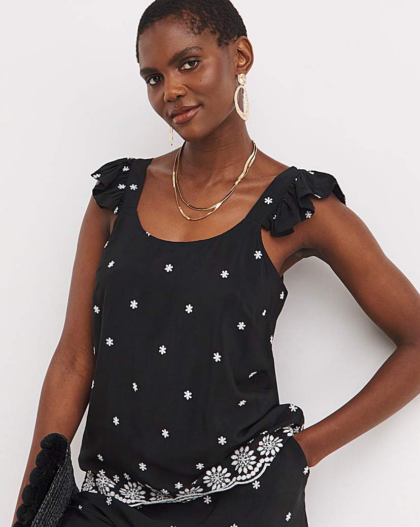 Broderie Cami - Black