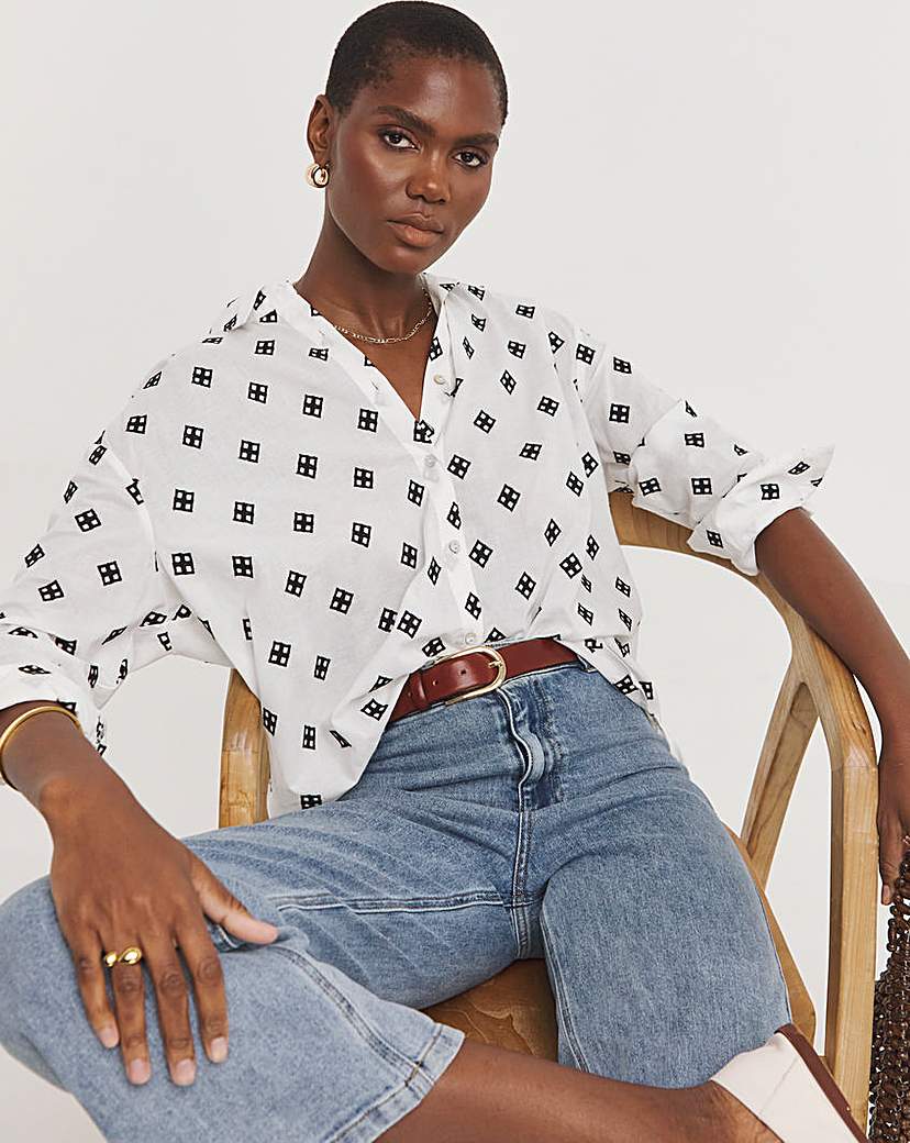 Contrast Broderie Shirt