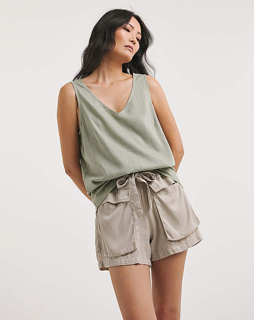 Linen V Neck Vest Top