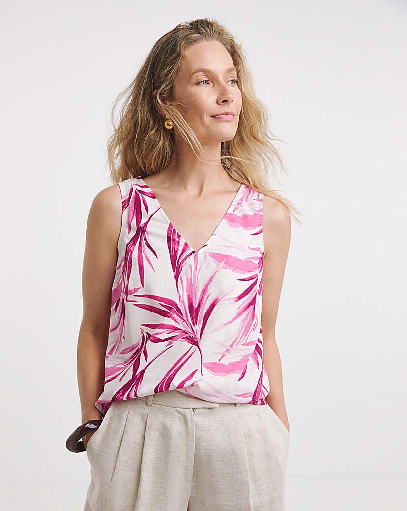 Printed V Neck Woven Vest