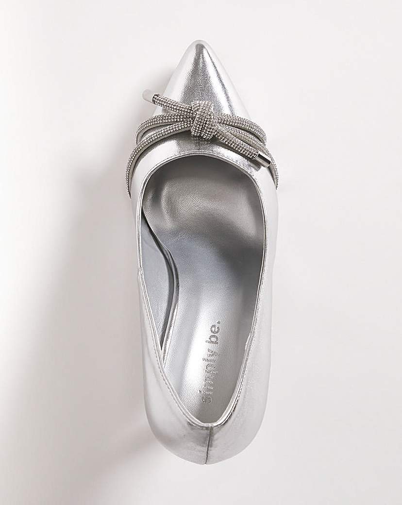 Diamante Knot Heeled Shoes Ex Wide Fit