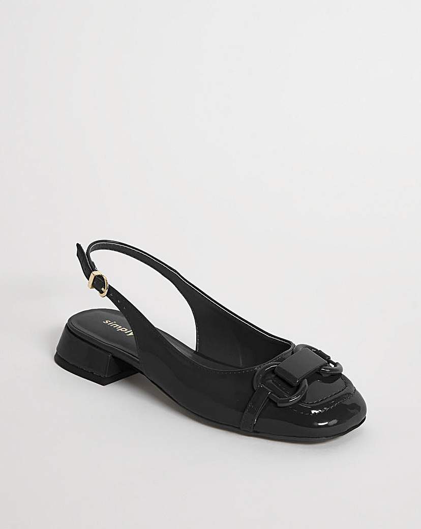 Snaffle Trim Slingback Shoes Ex Wide Fit