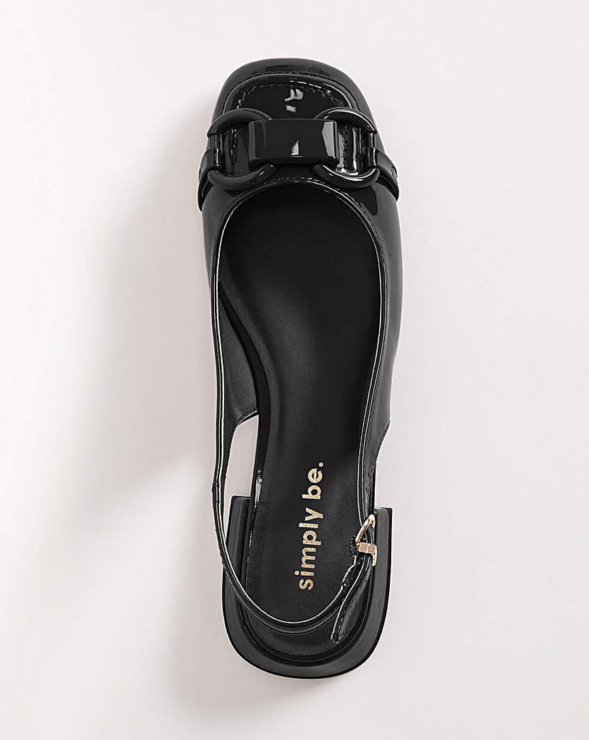 Snaffle Trim Slingback Shoes Ex Wide Fit