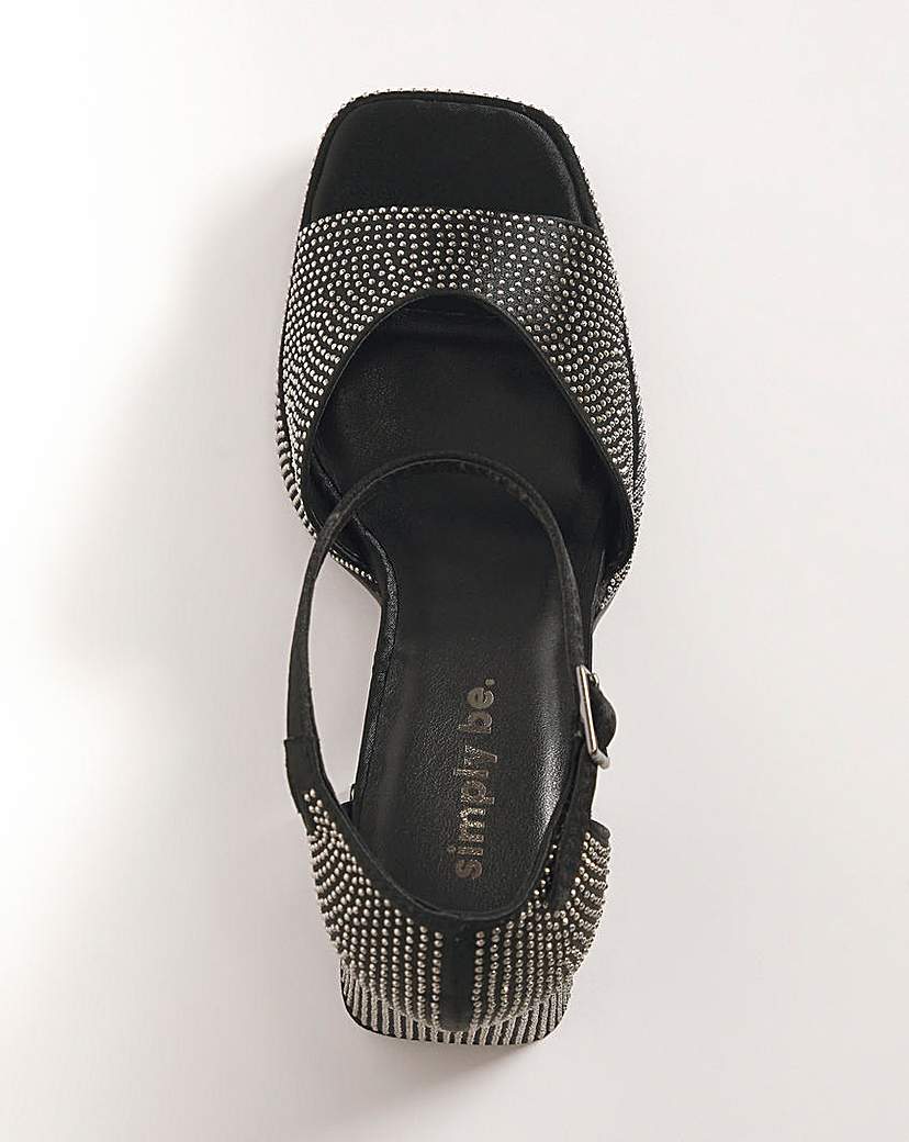 Diamante Platform Heeled Sandals Ex Wide