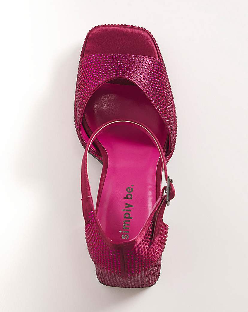 Diamante Platform Heeled Sandals Wide