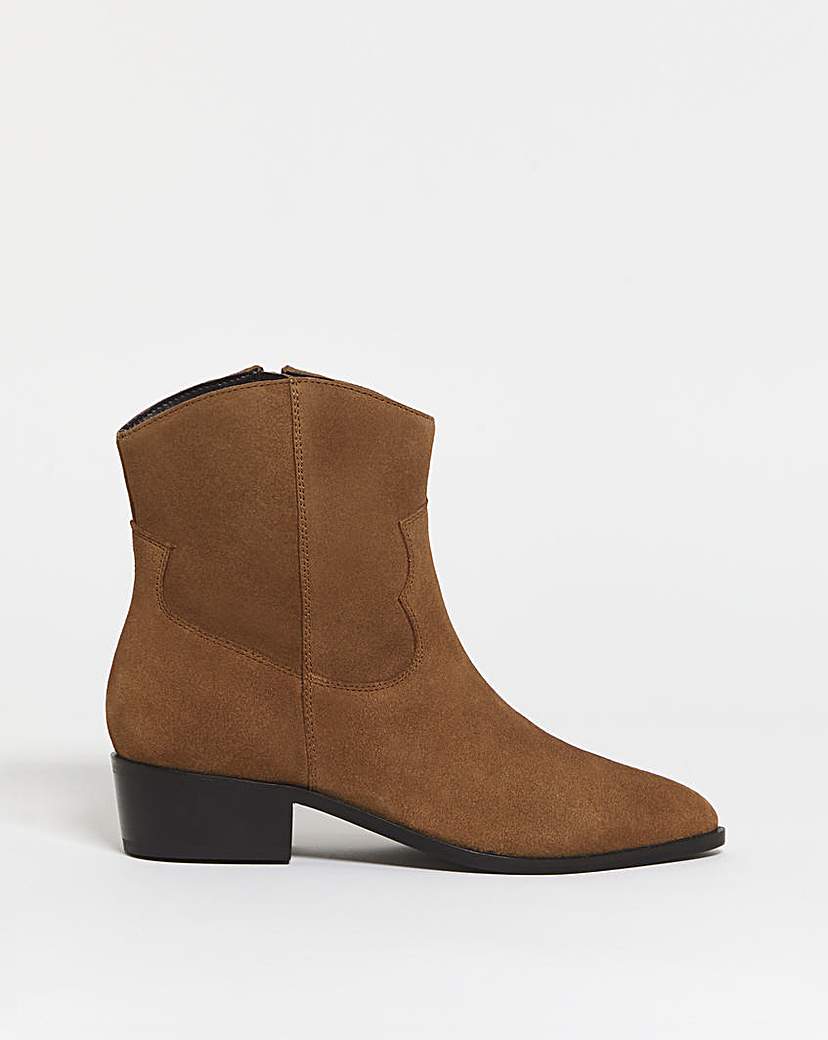Ankle Western Boots Wide - Womens - Size 6 - Cowboy Boots - Block Heel 