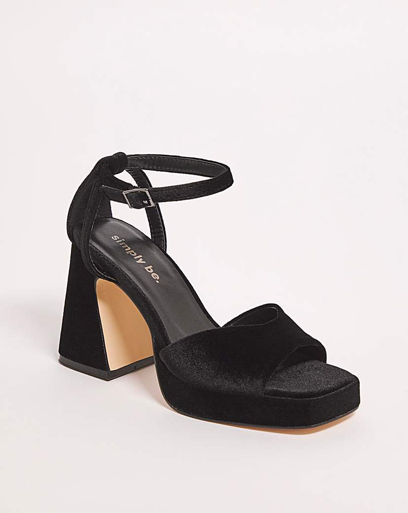 Platform Flare Heeled Sandals Ex Wide