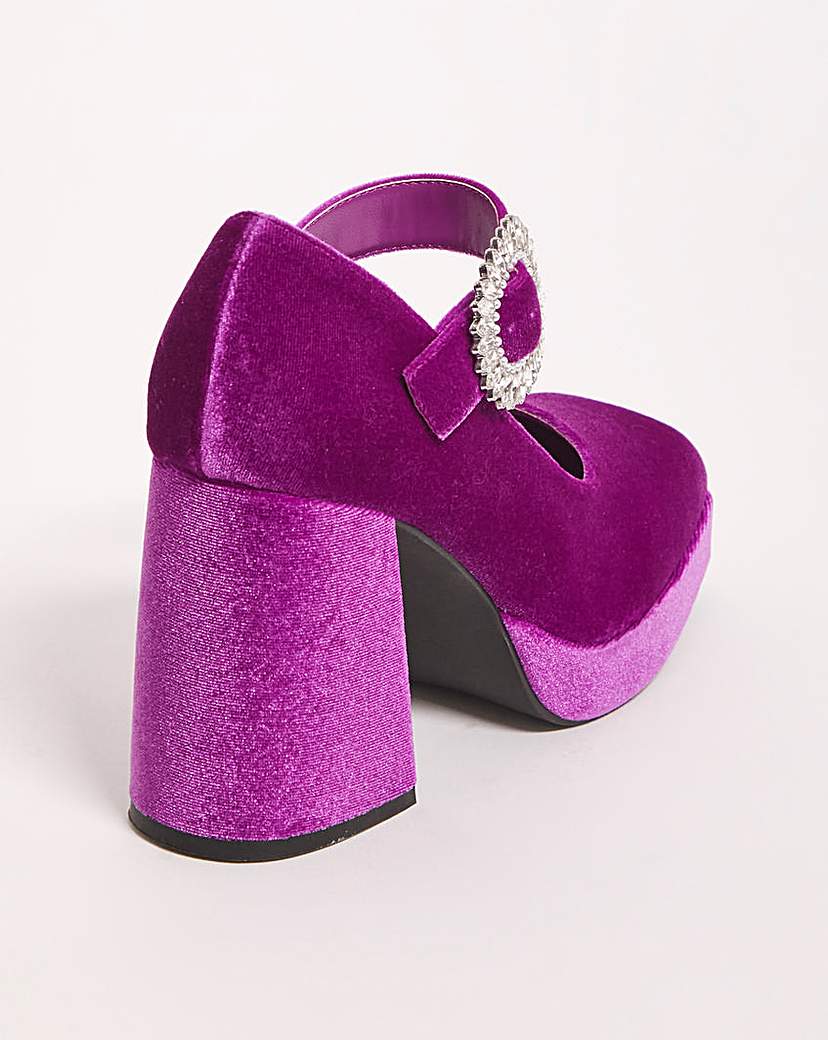 Mary Jane Heeled Shoes Ex Wide Fit
