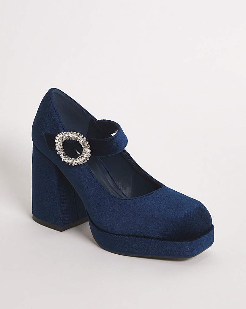 Mary Jane Heeled Shoes Ex Wide Fit