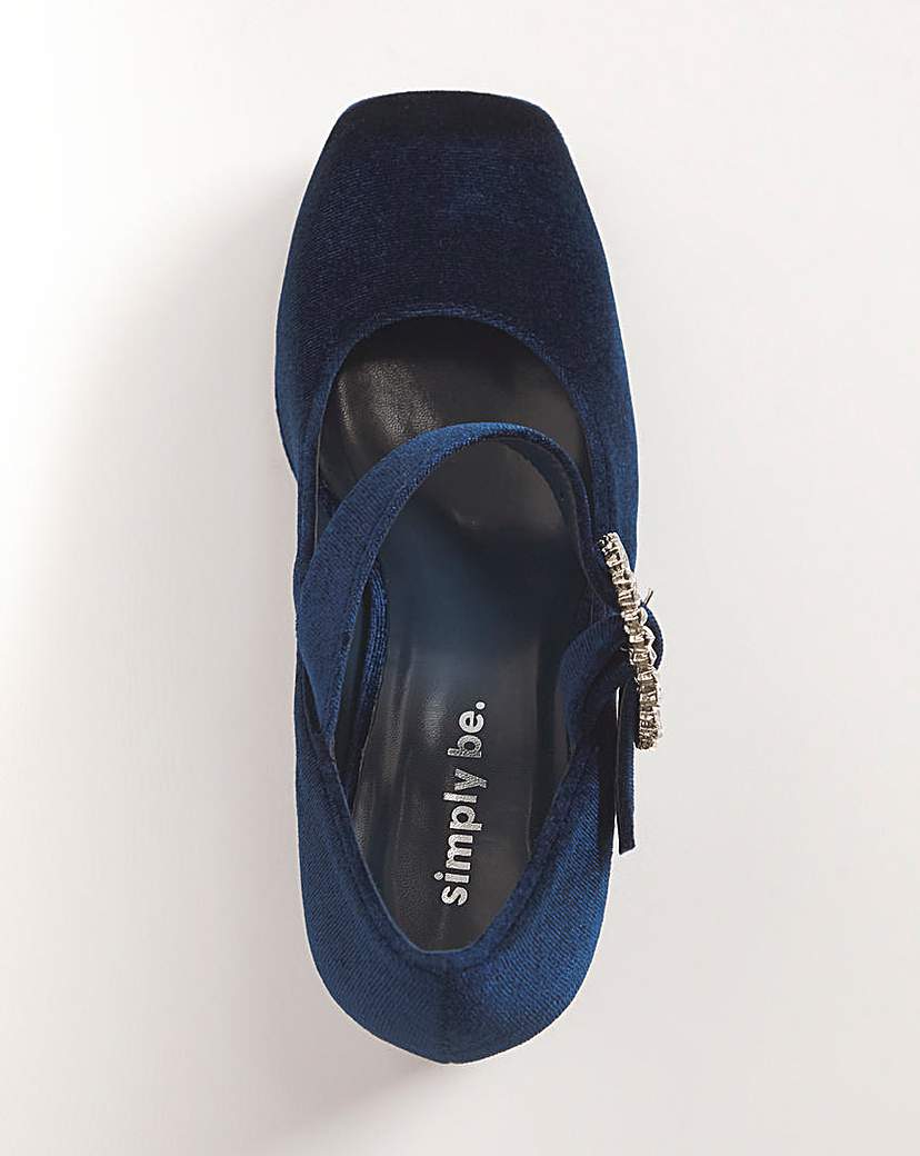 Mary Jane Heeled Shoes Ex Wide Fit