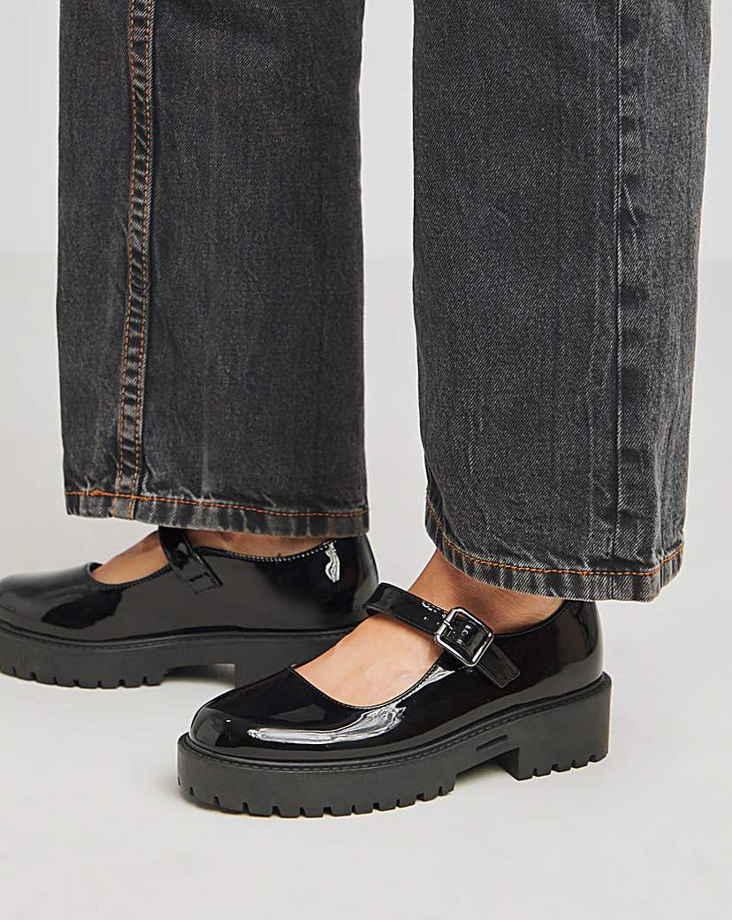 Mary Jane Flat Shoes Ex Wide Fit