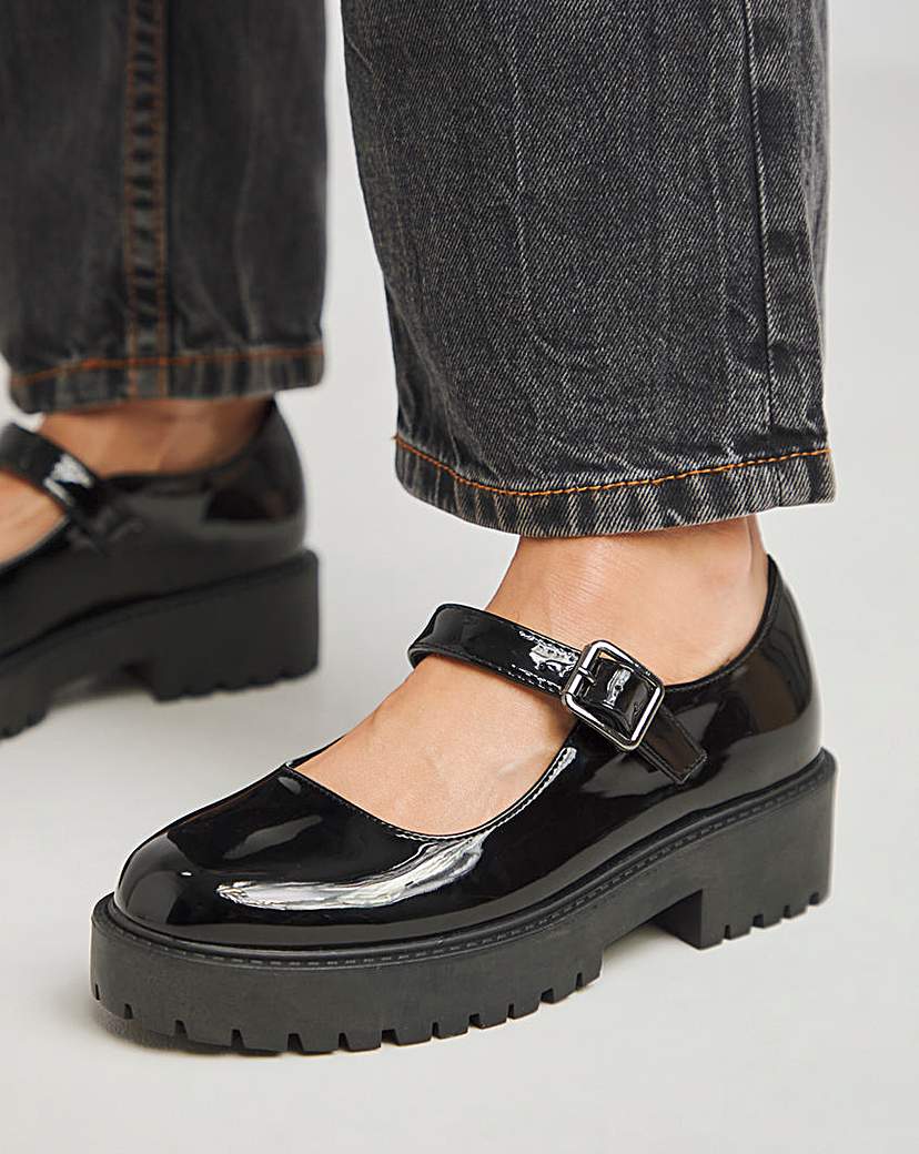 Mary Jane Flat Shoes Ex Wide Fit
