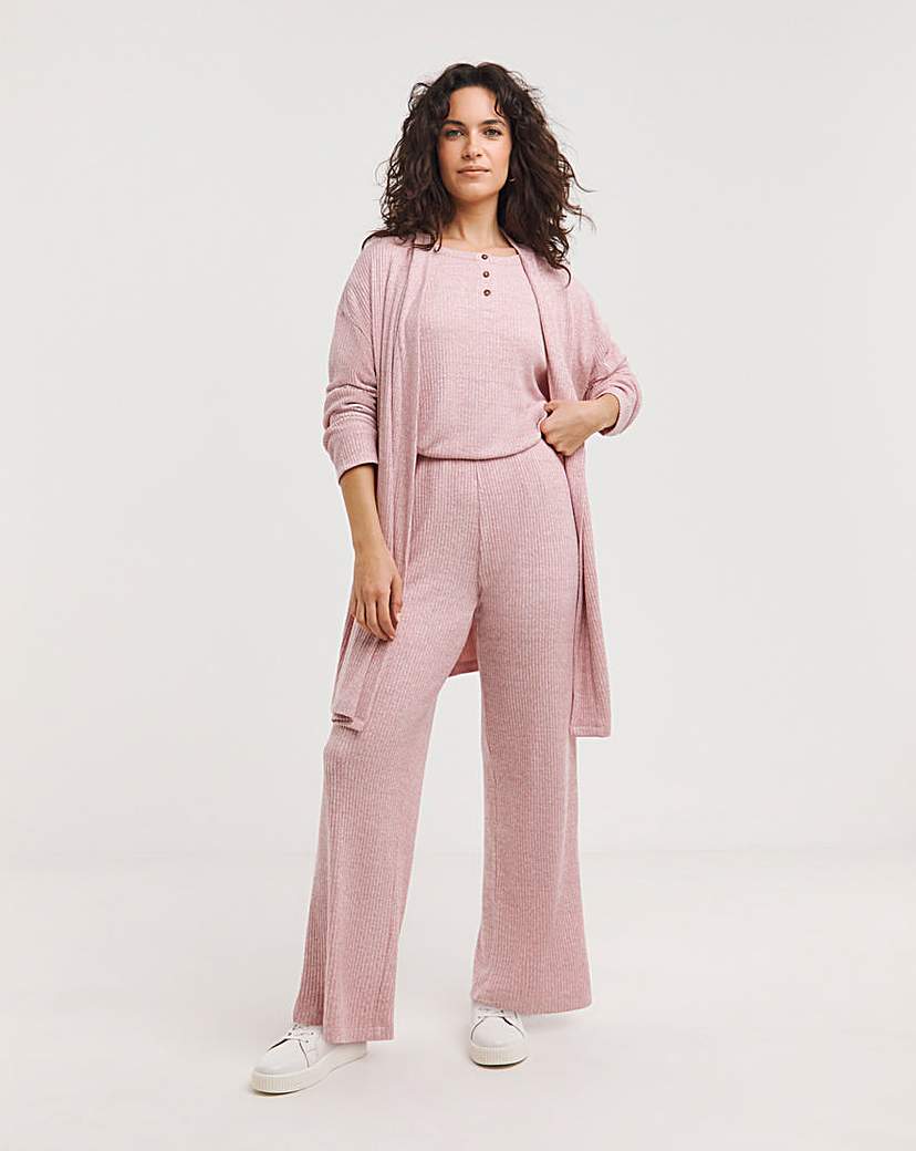 Soft Touch Ribbed Wide Leg Jogger