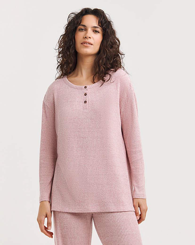 Soft Touch Ribbed Button Top