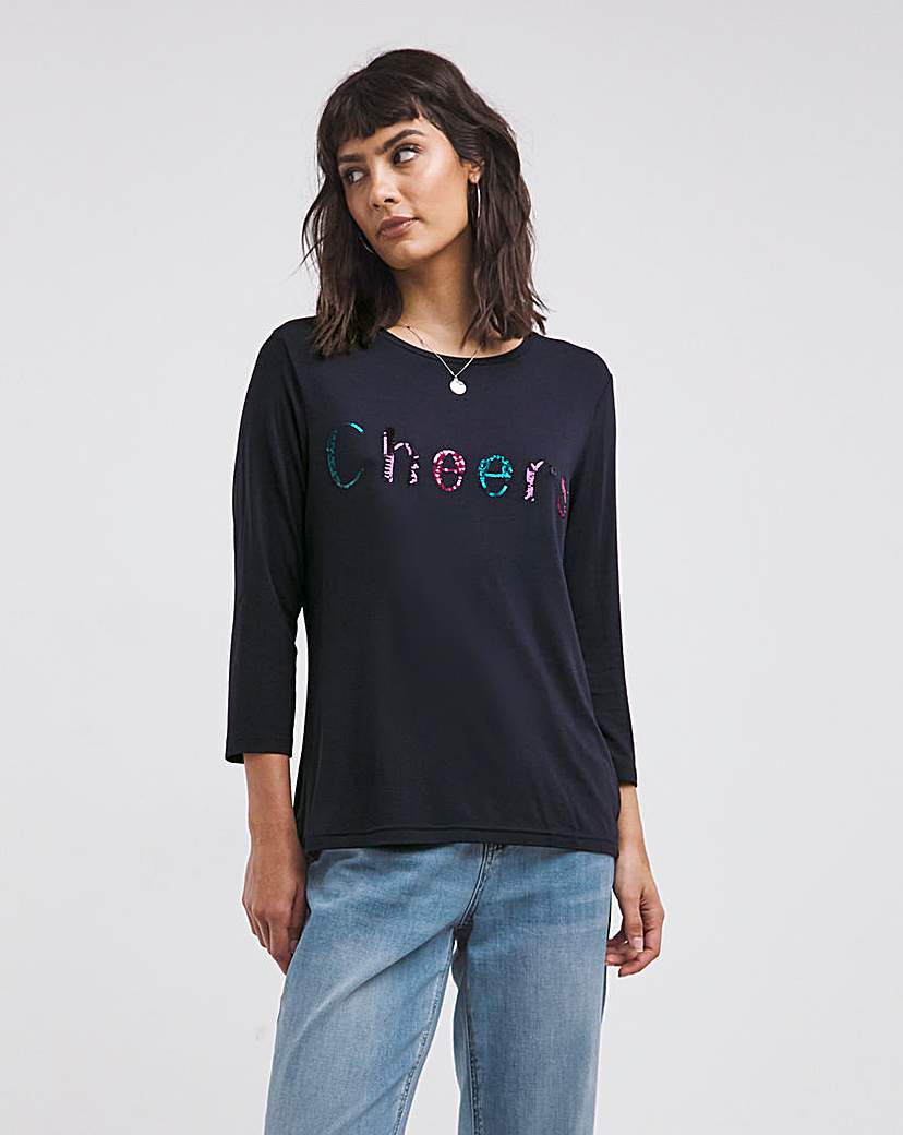 Navy Christmas Novelty Slogan Top