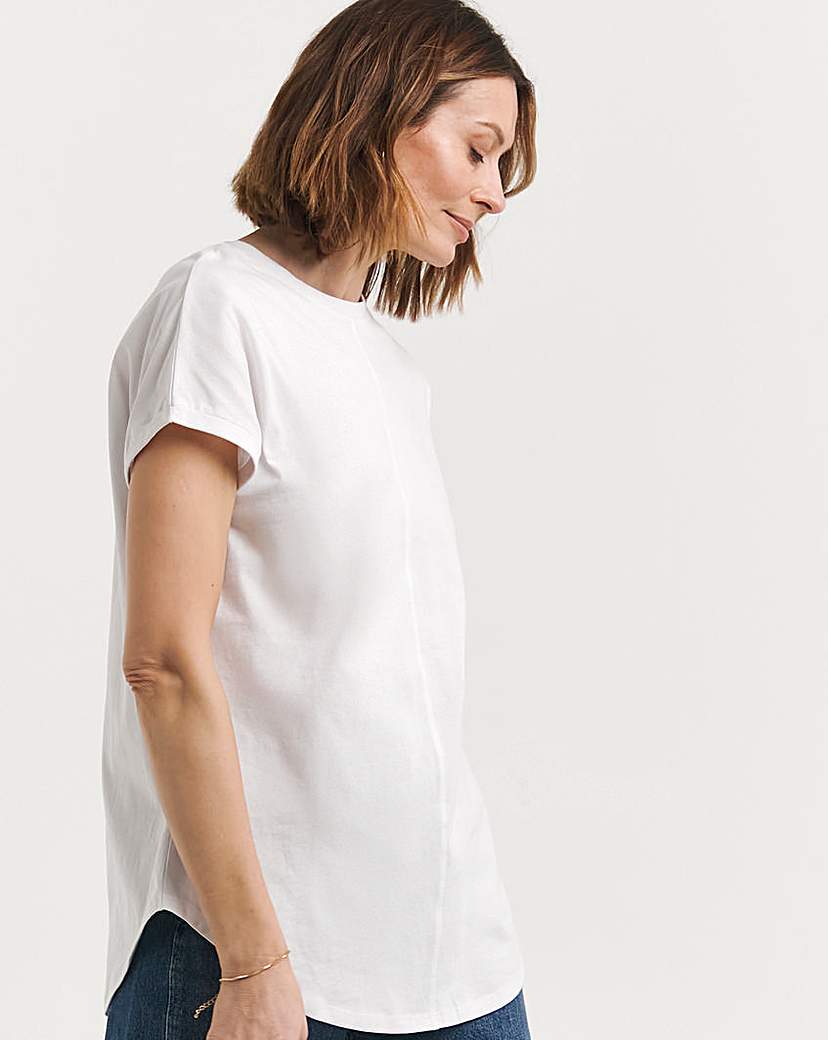 White Relaxed Short Sleeve Longline Top