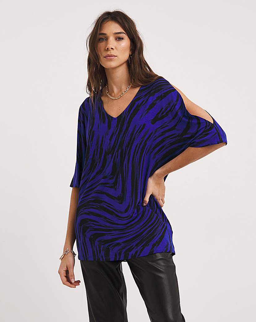 Cobalt Swirl Cold Shoulder Relaxed Tunic