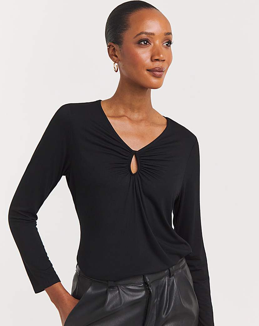 Front Keyhole Detail Long Sleeve Top