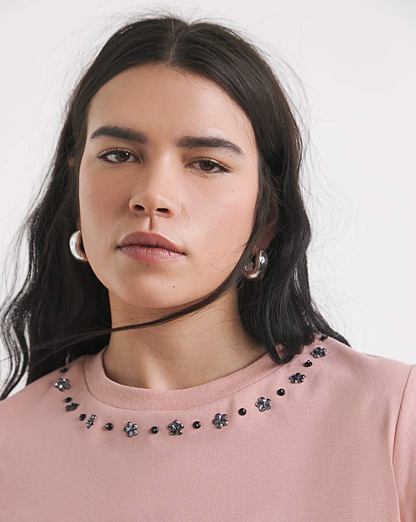 Embellished Neckline T-Shirt