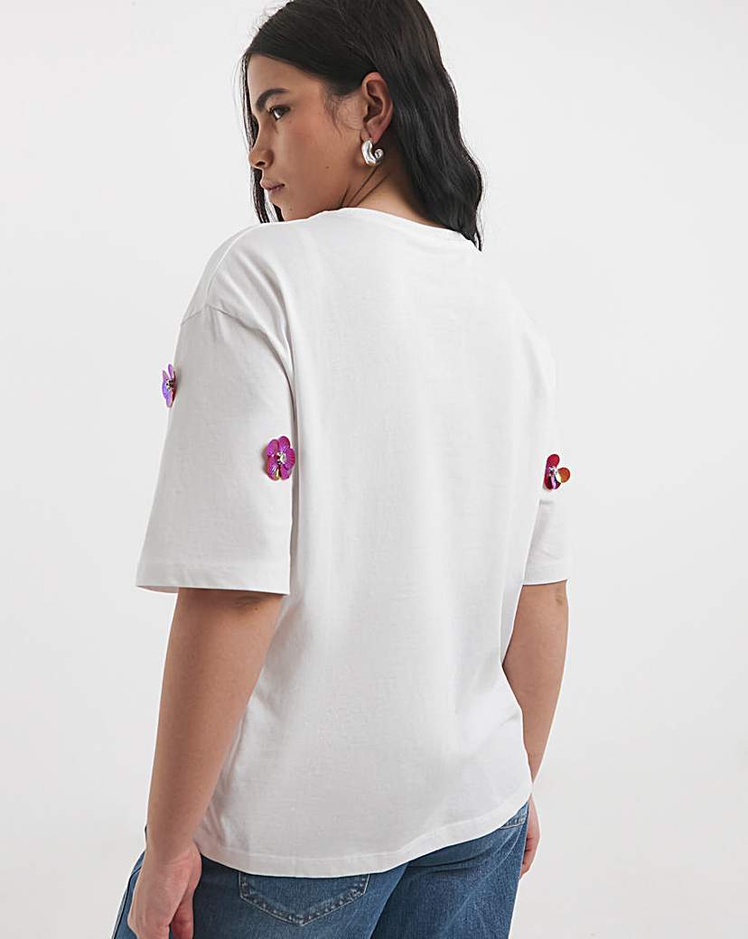 Embellished Flower Tee
