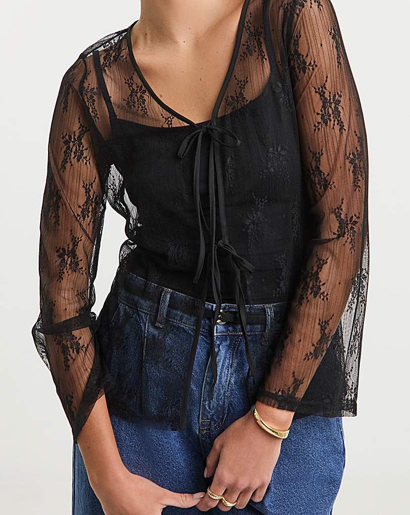 Lace Tie Front Cardi