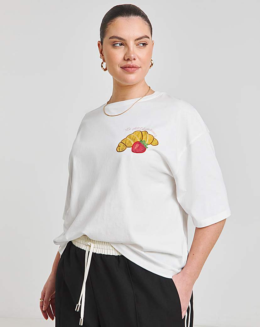 White Breakfast in Bed Graphic T-Shirt