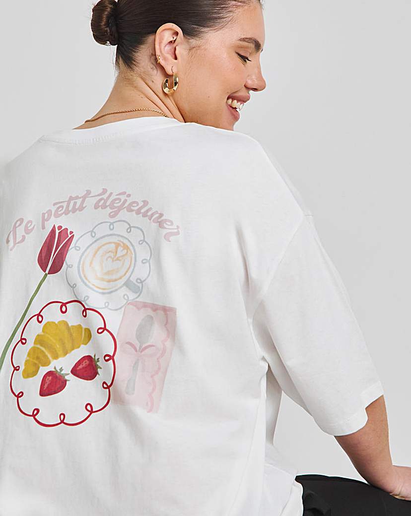 White Breakfast in Bed Graphic T-Shirt