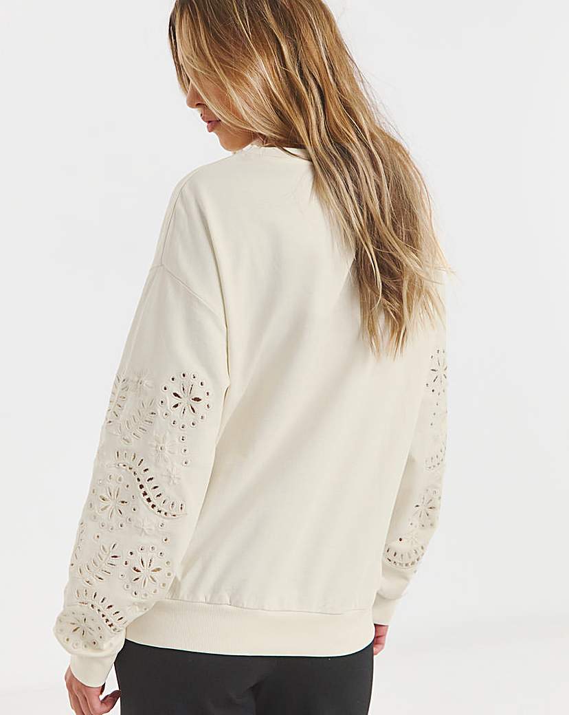 Cut Work Sleeve Sweatshirt