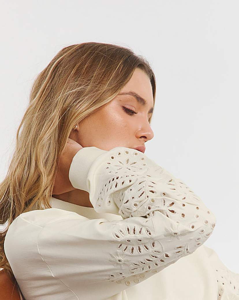 Cut Work Sleeve Sweatshirt