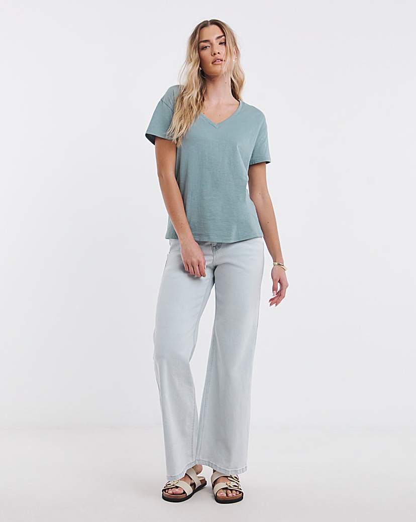 Slub V Neck T-Shirt