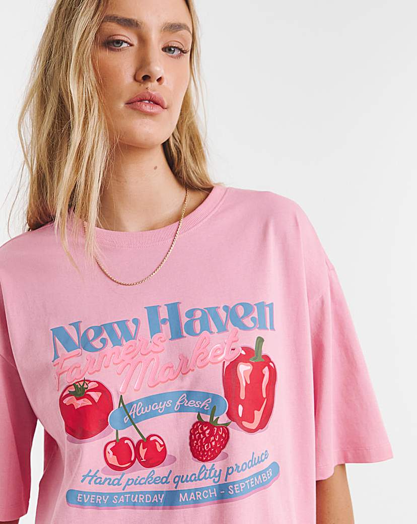 Oversized Farmers Market Graphic T-Shirt