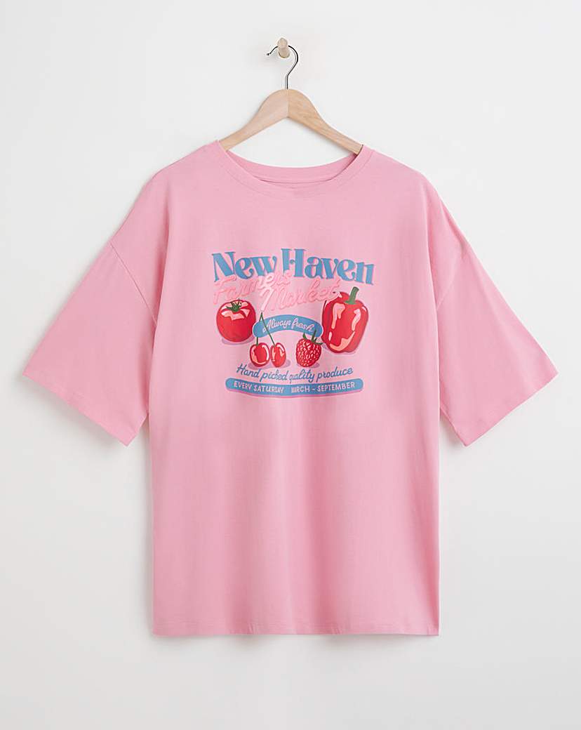 Oversized Farmers Market Graphic T-Shirt