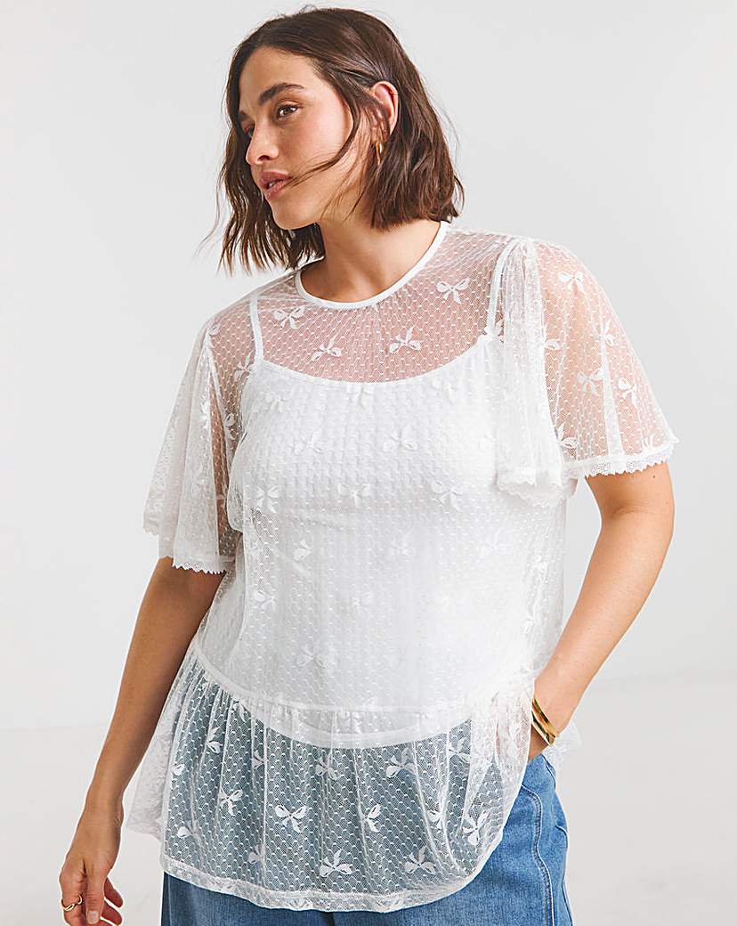 Bow Print Lace Top