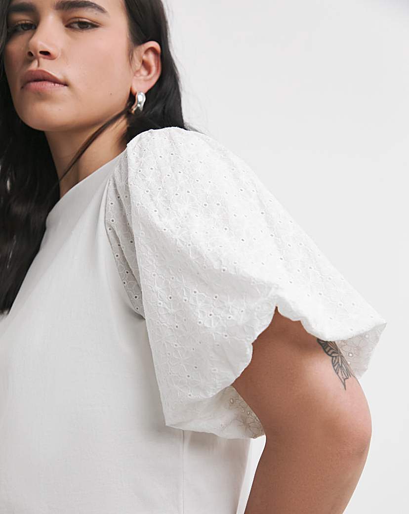 Broderie Sleeve Tee