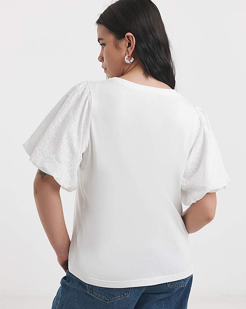 Broderie Sleeve Tee