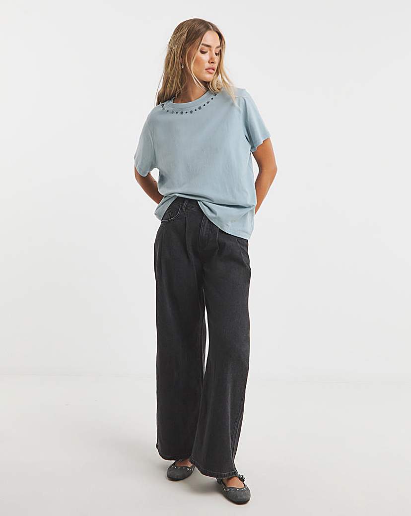 Embellished Neckline T-Shirt