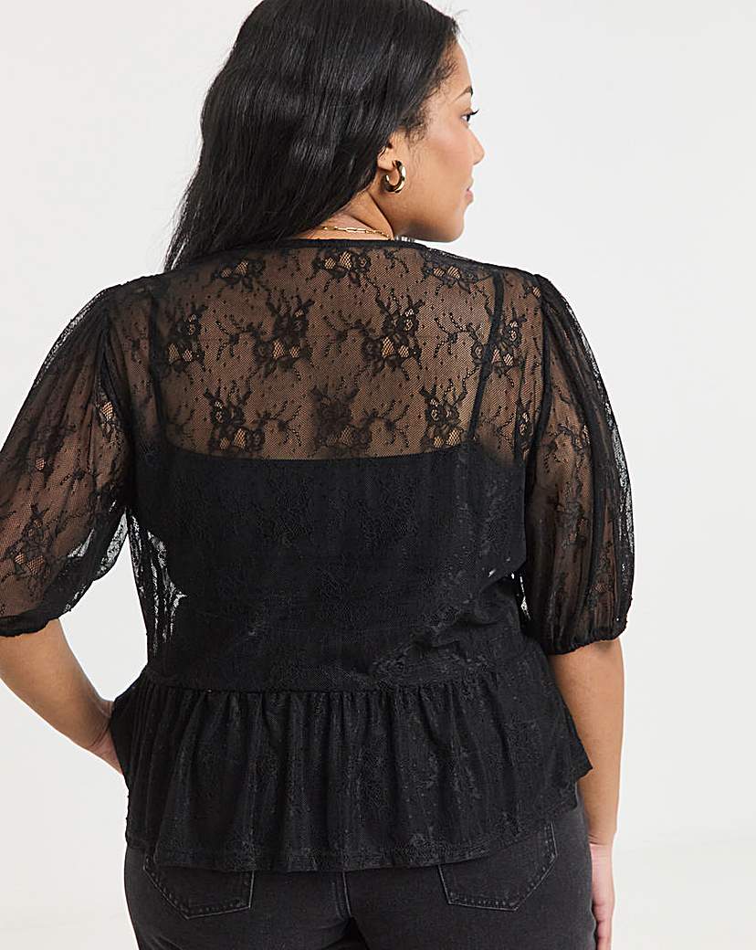 Lace Tie Front Top