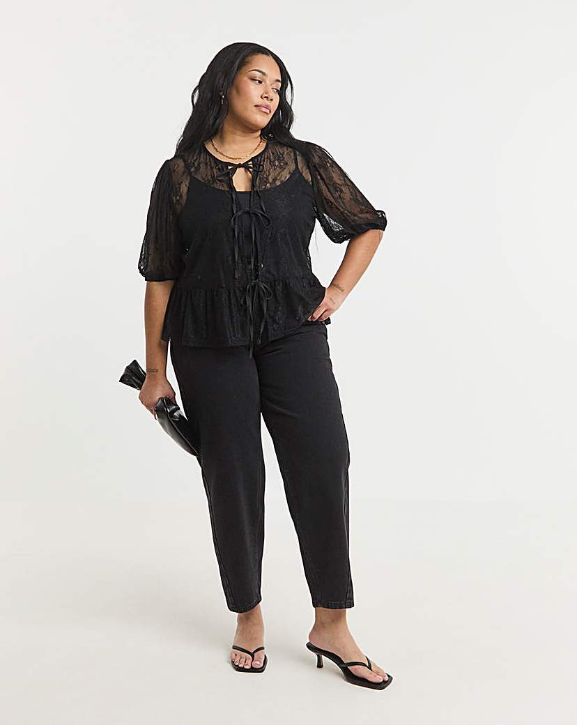 Lace Tie Front Top