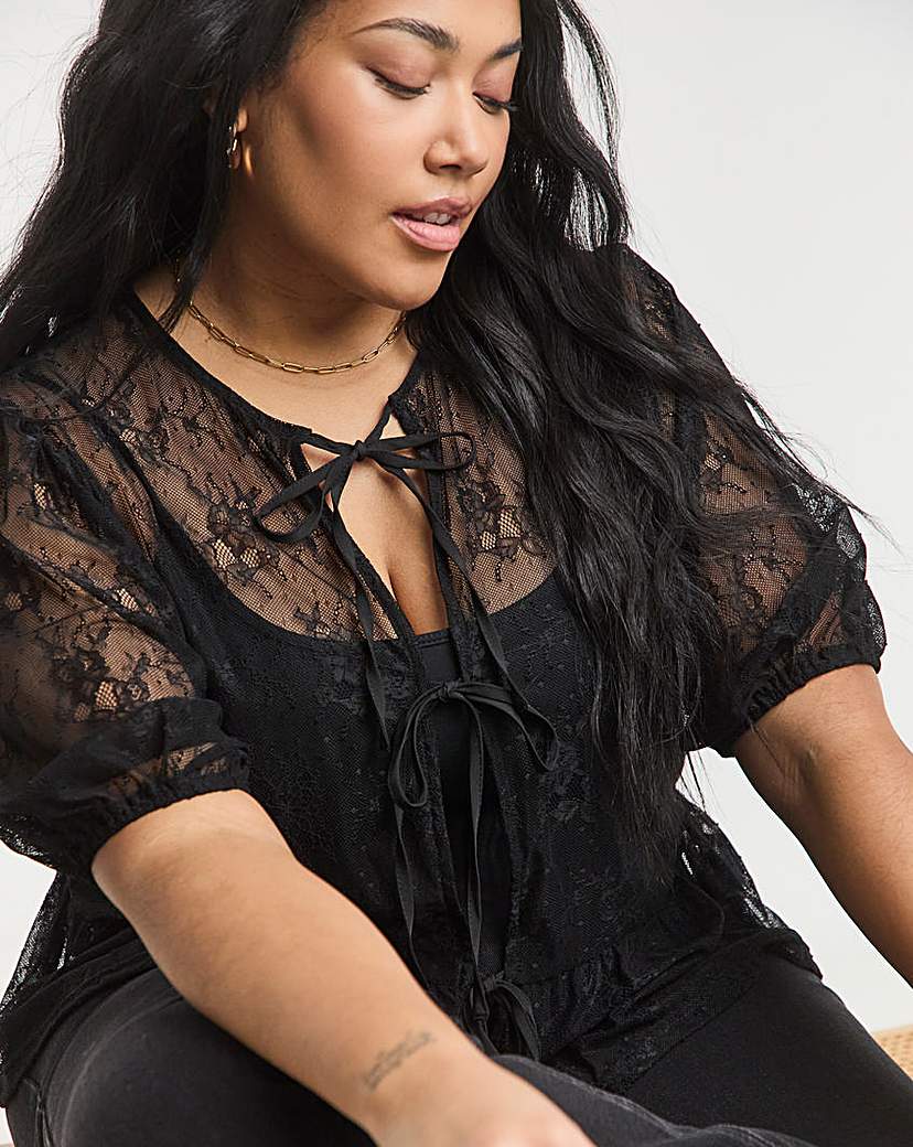 Lace Tie Front Top