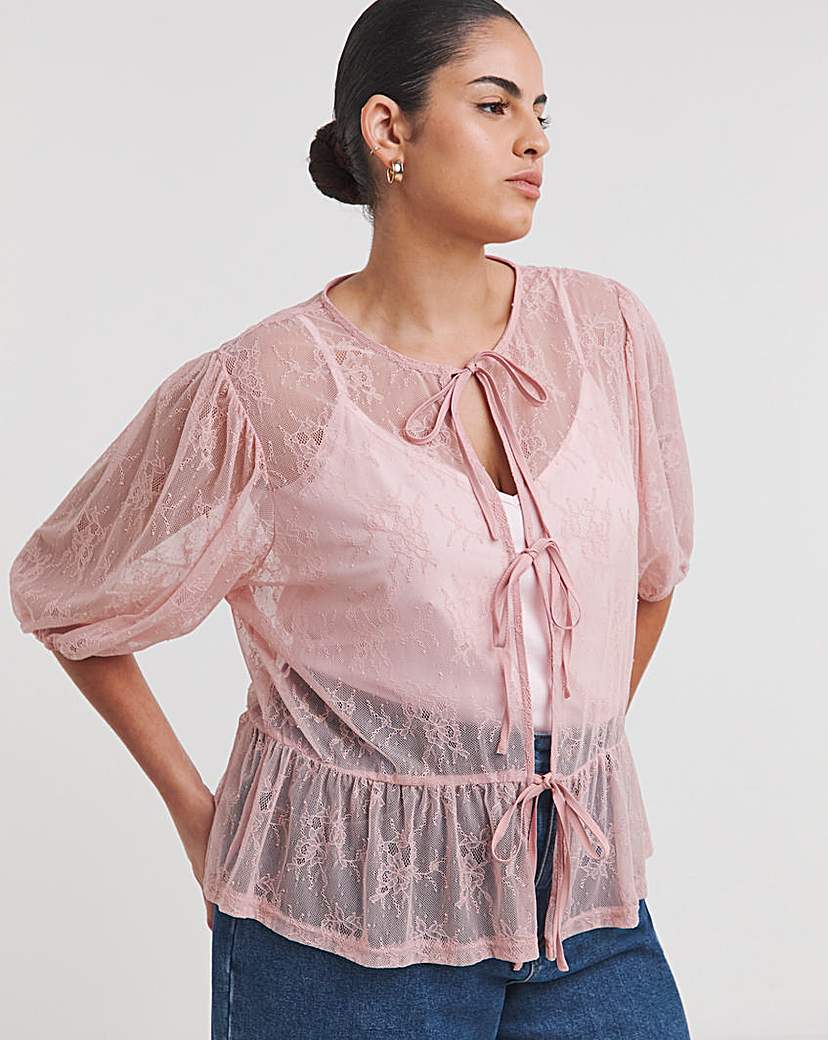 Lace Tie Front Top
