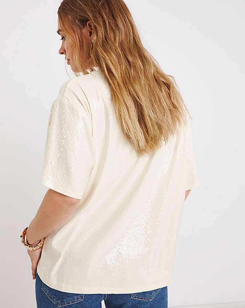 Clear Sequin Boxy T-Shirt