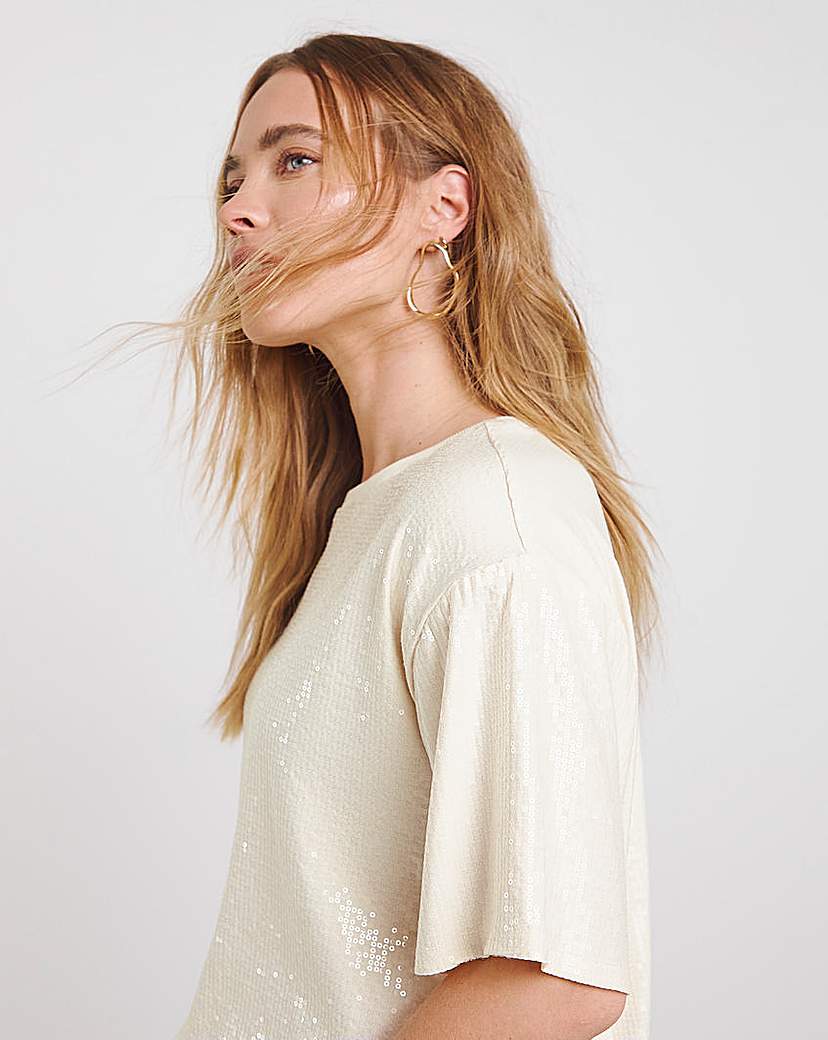 Clear Sequin Boxy T-Shirt