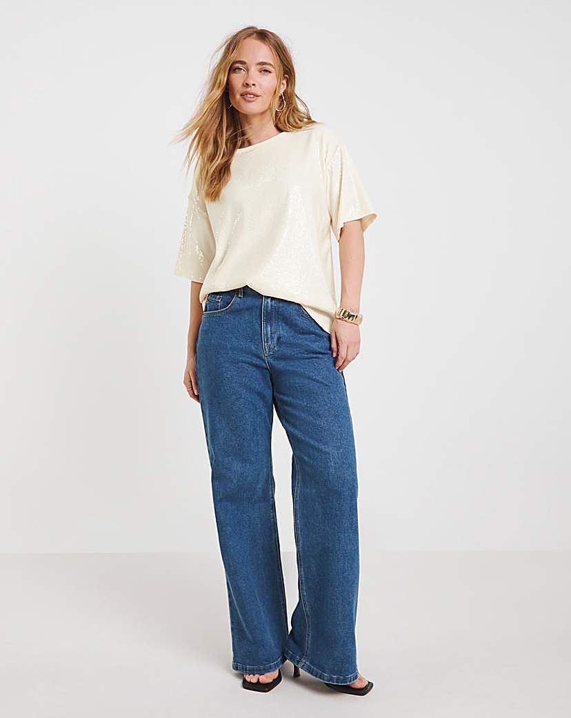 Clear Sequin Boxy T-Shirt