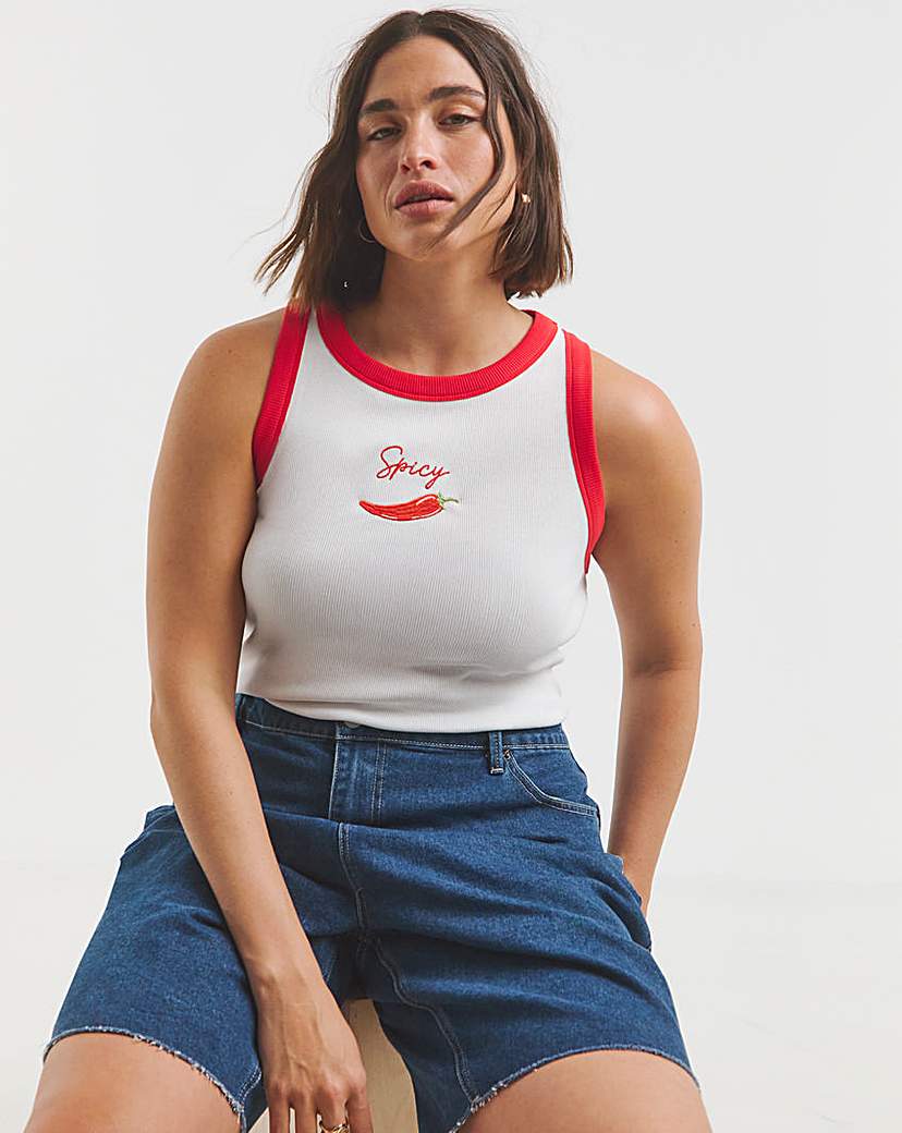 Chilli Embroidered Tank Top