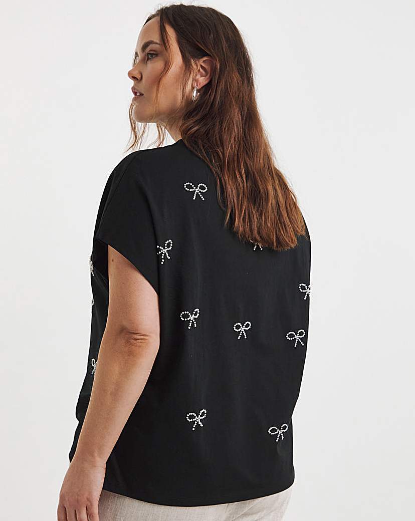 Pearl Bow Trim T-Shirt