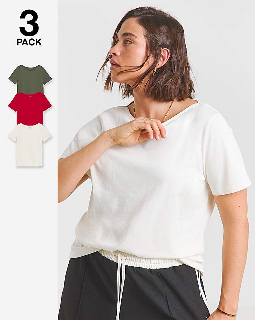 3 Pack Short Sleeve Slash Neck Tops