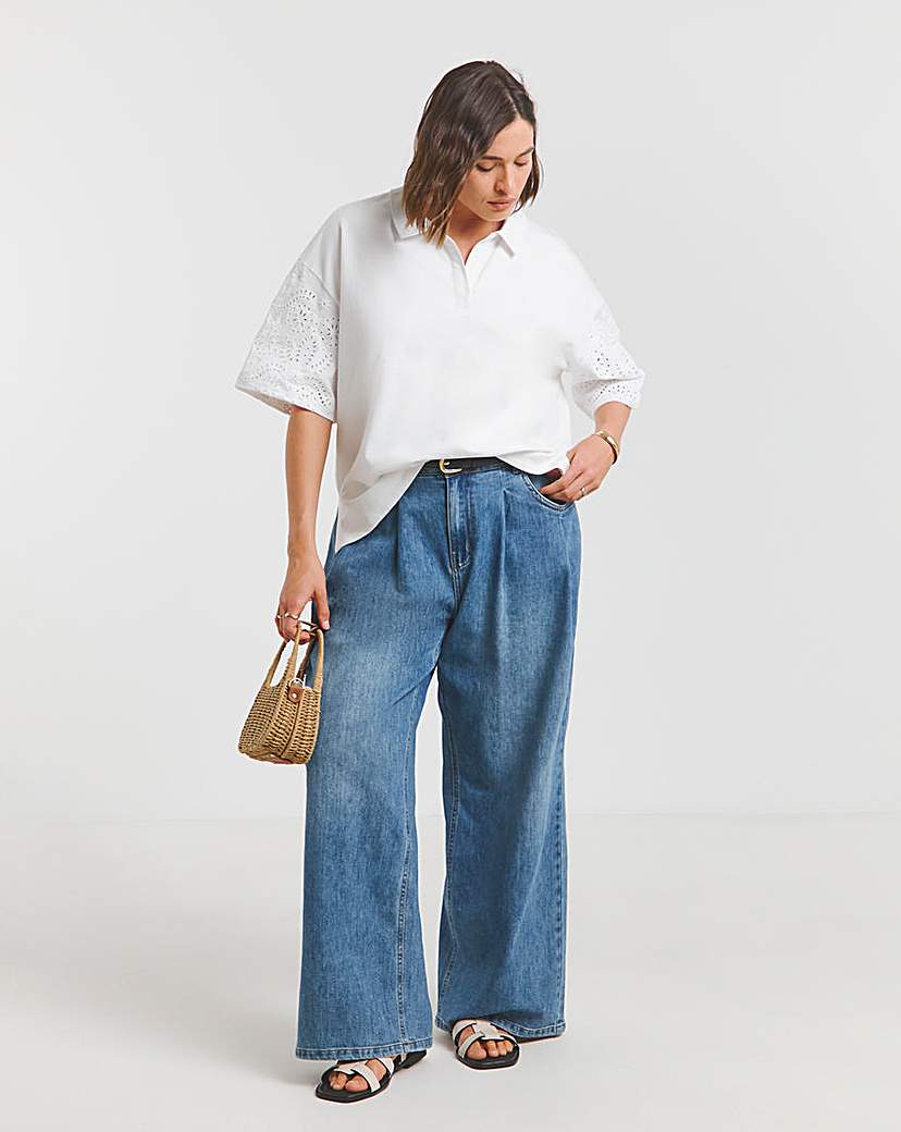 Cut Work Sleeve Polo Top